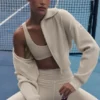Veste courte zippée intégrale en maille Scholar - Gris chiné