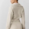 Veste courte zippée intégrale en maille Scholar - Gris chiné