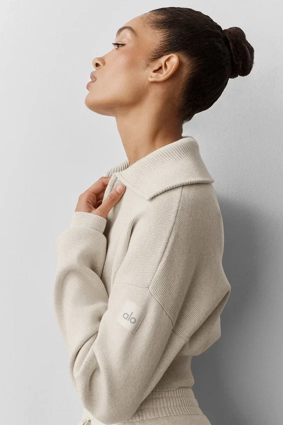 Veste courte zippée intégrale en maille Scholar - Gris chiné