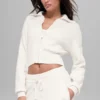 Veste courte zippée intégrale en tricot Scholar - Ivoire