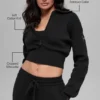 Veste courte zippée intégrale en tricot Scholar - Noir