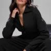 Veste courte zippée intégrale en tricot Scholar - Noir
