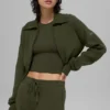Veste courte zippée intégrale en tricot Scholar - Vert olive