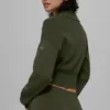 Veste courte zippée intégrale en tricot Scholar - Vert olive