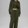 Veste courte zippée intégrale en tricot Scholar - Vert olive