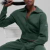 Veste courte zippée intégrale en tricot Scholar - Vert trèfle