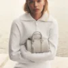 Veste courte zippée Scholar en maille - Blanc chiné