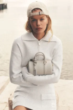 Veste courte zippée Scholar en maille - Blanc chiné