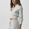 Veste courte zippée Scholar en maille - Blanc chiné