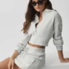 Veste courte zippée Scholar en maille - Blanc chiné
