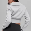 Veste courte zippée Scholar en maille – Gris chiné athlétique