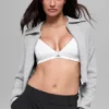 Veste courte zippée Scholar en maille – Gris chiné athlétique