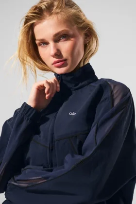 Veste de survêtement Origin à fermeture éclair intégrale – Bleu marine/Noir