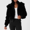 Veste Foxy en fausse fourrure – Noir