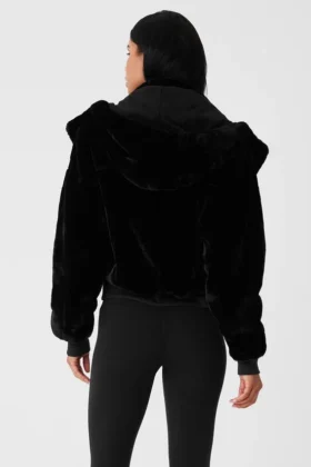 Veste Foxy en fausse fourrure – Noir