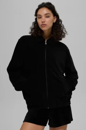 Veste « On Duty » en micro-velours côtelé – Noir