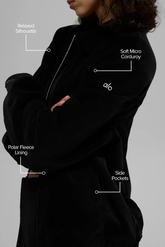Veste « On Duty » en micro-velours côtelé – Noir