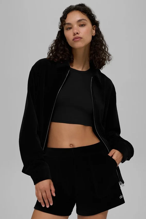 Veste « On Duty » en micro-velours côtelé – Noir