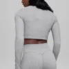 Veste sans coutures à côtes bicolores - Gris brumeux clair chiné