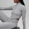 Veste sans coutures à côtes bicolores - Gris brumeux clair chiné