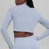 Veste sans coutures à côtes bicolores - Gris givré d'hiver