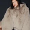 Veste tendance en fausse fourrure somptueuse - Oat