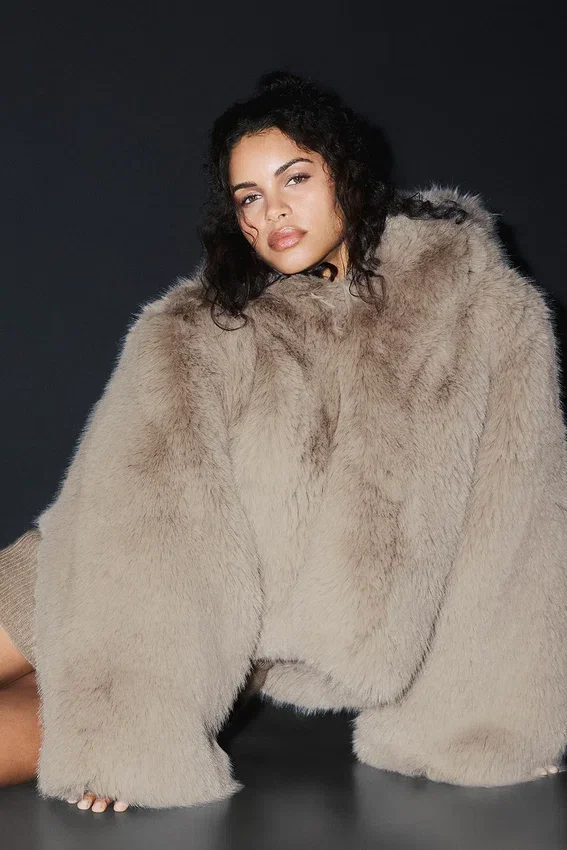 Veste tendance en fausse fourrure somptueuse - Oat