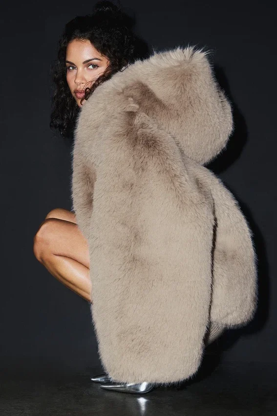 Veste tendance en fausse fourrure somptueuse - Oat