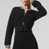 Veste zippée intégrale en maille « Tennis Club Pull » - Noir/Ivoire