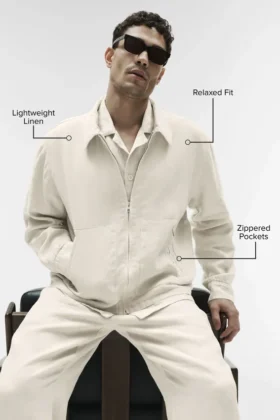 Veste zippée Linen Days – Beige