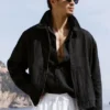 Veste zippée Linen Days - Noir